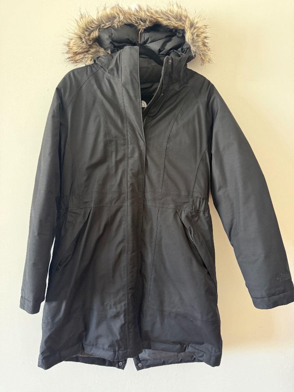 The North Face Black Hooded Winter Parka Coat Faux Fur Trim